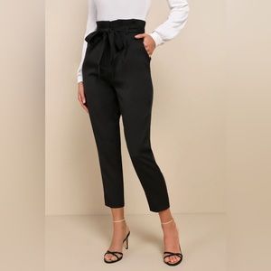 Lulus With Confidence Black Paper Bag Waist Pants